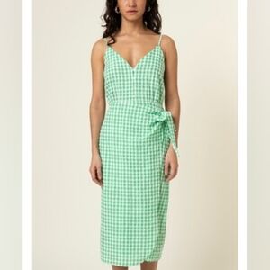 FRNCH Green Midi Gingham Wrap Sundress